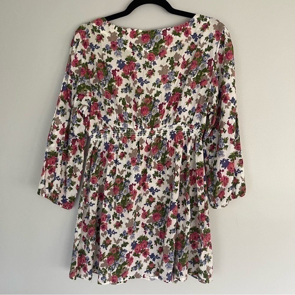Canyon river floral long sleeve cinch waist blouse v-Neck top - Picture 5 of 10